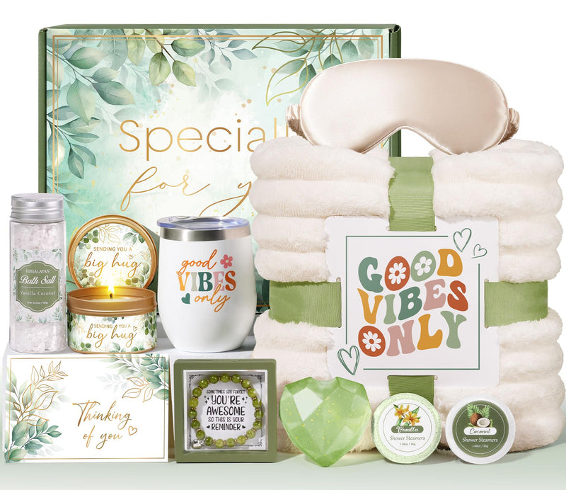 Self Care Gifts Baskets for Women with Blanket