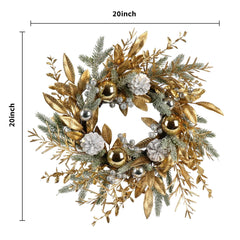 Christmas Wreath 20 Inch Christmas Door Decoration Garland With Warm Lights