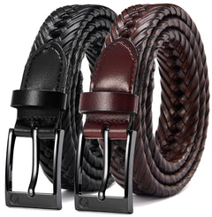 CHAOREN Leather Braided Belts for Men 2 Pack - 1 1/8