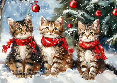 Puzzle 1000 Pièces pour Adultes Chatons de Noël Puzzle de Noël Puzzles de Noël 1000 Pièces Chats Festifs avec Écharpe Puzzles de Noël pour Adultes Puzzles de Noël Puzzle de Noël 1000