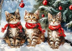 Puzzle 1000 Pièces pour Adultes Chatons de Noël Puzzle de Noël Puzzles de Noël 1000 Pièces Chats Festifs avec Écharpe Puzzles de Noël pour Adultes Puzzles de Noël Puzzle de Noël 1000