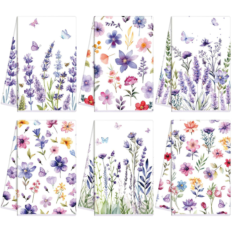 Delicate Floral Design Microfibre Kitchen Towel Set [6]