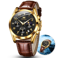 OLEVS Mens Watches with Leather Band