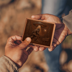 Bigfoot & UFO Leather Wallet – Cryptid Collector Gift