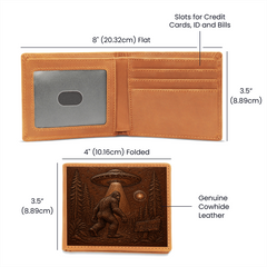 Bigfoot & UFO Leather Wallet – Cryptid Collector Gift