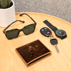Bigfoot & UFO Leather Wallet – Cryptid Collector Gift